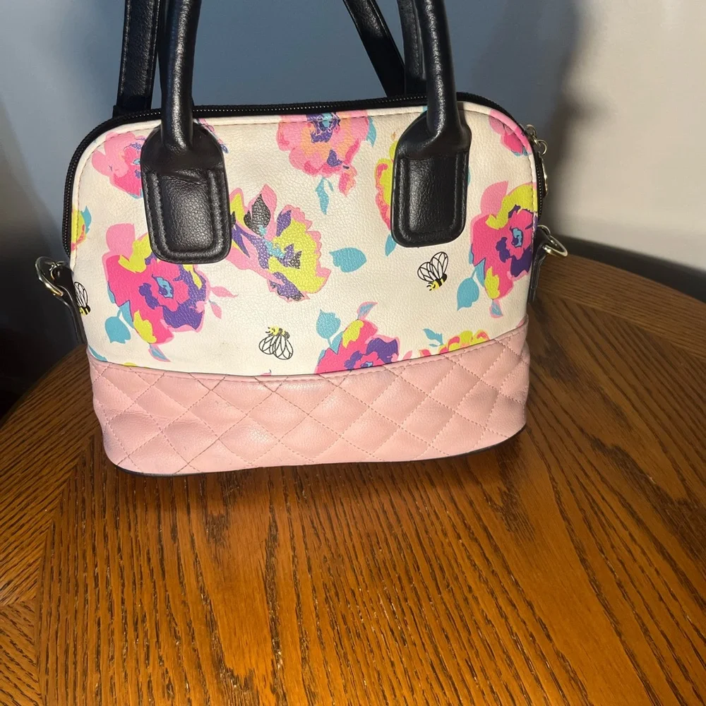 Betsey Johnson Pink Crossbody Bag with Floral Accents - Picture 4 of 9